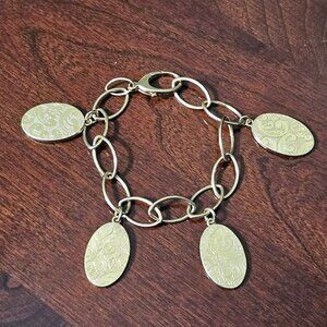 RARE MONICA RICH KOSANN FLORAL SCROLL OVAL 18K CHARM LOCKET PENDANT BRACELET